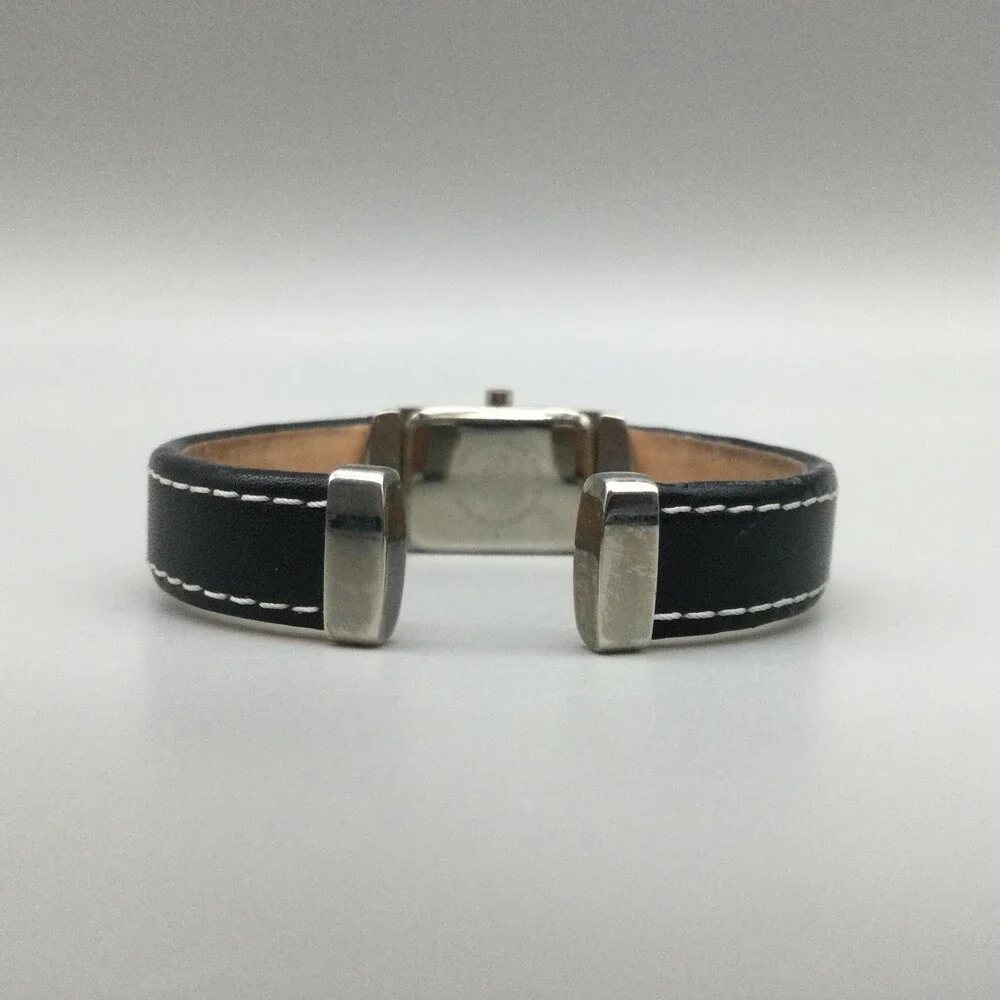 Style & Co. Womens Watch 18mm Silver Dial Black Leather Open Cuff New Battery